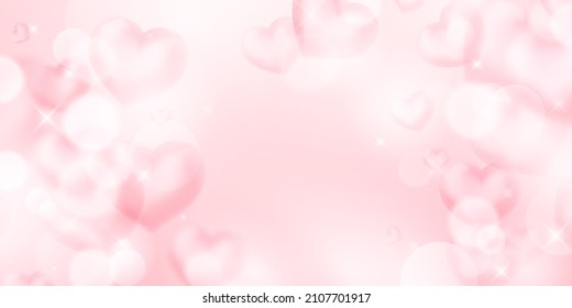 Feliz diseño de fondo del Vector del Día de San Valentín con corazones borrosos con hermosas luces de bokeh.