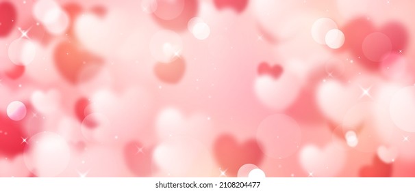 Happy Valentine's Day Vector background design with blurred hearts with beautiful bokeh lights.