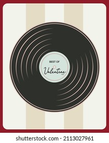 Happy Valentine's Day vector background on a vinyl record.