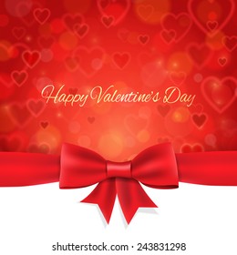 happy Valentine's Day vector background with ribbon and bow