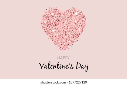 Happy Valentine's Day vector banner in minimal style with glitter.