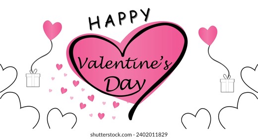 Happy valentines day. Vector banner, greeting card, flayer, poster,  with text Happy valentines day