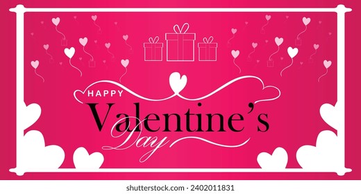 Happy valentines day. Vector banner, greeting card, flayer, poster,  with text Happy valentines day