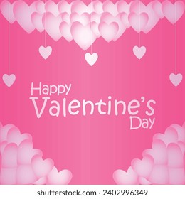 Feliz día de San Valentín. Banner vectorial, tarjeta de saludo, capa superior, cartel con texto Feliz día de San Valentín