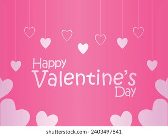 Feliz día de San Valentín. Banner vectorial, tarjeta de saludo, capa superior, cartel con texto Feliz día de San Valentín