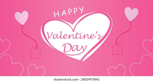Happy valentines day. Vector banner, greeting card, flayer, poster,  with text Happy valentines day
