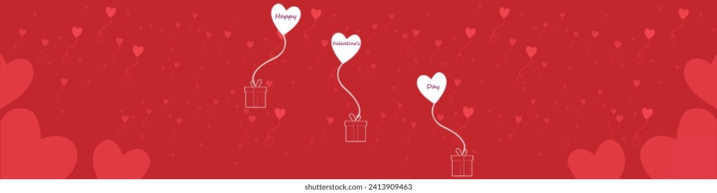 Feliz día de San Valentín. Banner vectorial, tarjeta de saludo, capa superior, cartel con texto Feliz día de San Valentín