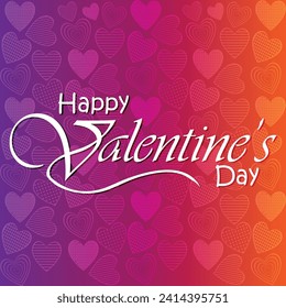 Feliz día de San Valentín. Banner vectorial, tarjeta de saludo, capa superior, cartel con texto Feliz día de San Valentín