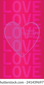Feliz día de San Valentín. Banner vectorial, tarjeta de saludo, capa superior, cartel con texto Feliz día de San Valentín