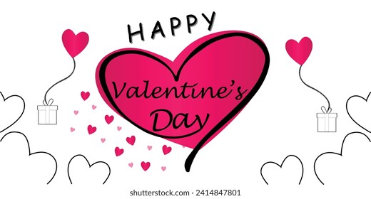 Fröhlicher Valentinstag. Vektorbanner, Grußkarte, Flayer, Poster mit Text Happy valentines Tag