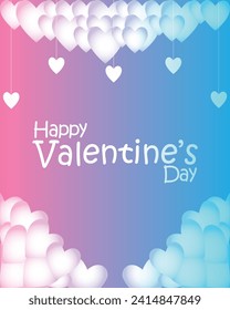 Happy valentines day. Vector banner, greeting card, flayer, poster,  with text Happy valentines day