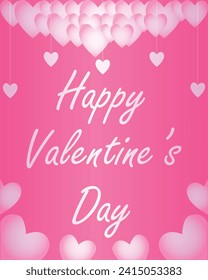 Happy valentines day. Vector banner, greeting card, flayer, poster,  with text Happy valentines day