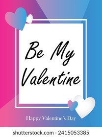 Feliz día de San Valentín. Banner vectorial, tarjeta de saludo, capa superior, cartel con texto Feliz día de San Valentín