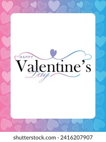Feliz día de San Valentín. Banner vectorial, tarjeta de saludo, capa superior, cartel con texto Feliz día de San Valentín