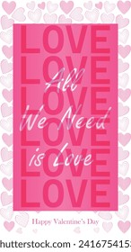 Feliz día de San Valentín. Banner vectorial, tarjeta de saludo, capa superior, cartel con texto Feliz día de San Valentín