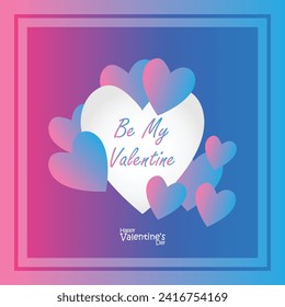 Feliz día de San Valentín. Banner vectorial, tarjeta de saludo, capa superior, cartel con texto Feliz día de San Valentín