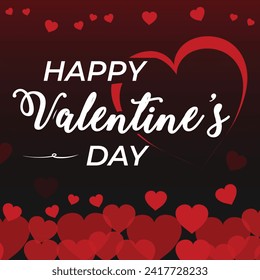 Happy valentines day vector banner design with heart shape