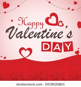 Happy valentines day vector banner design with heart shape