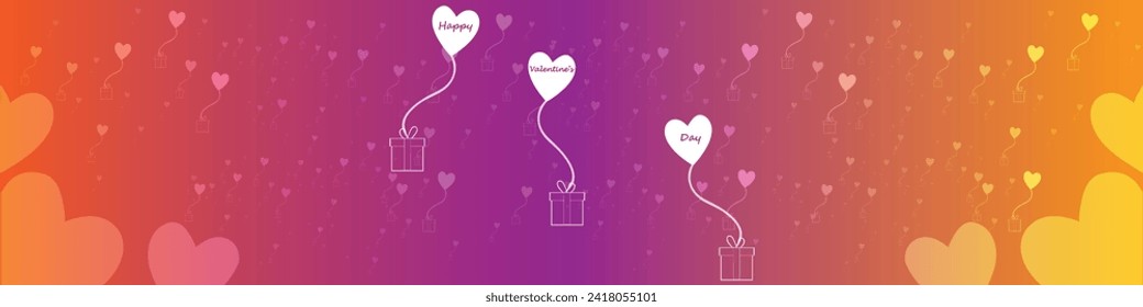 Feliz día de San Valentín. Banner vectorial, tarjeta de saludo, capa superior, cartel con texto Feliz día de San Valentín