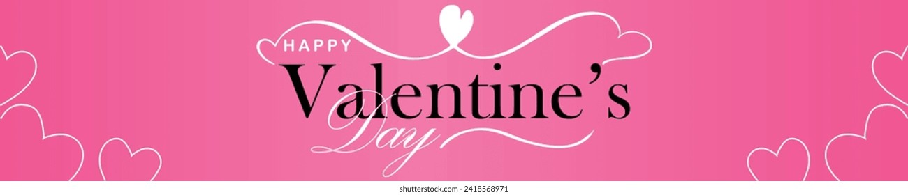 Feliz día de San Valentín. Banner vectorial, tarjeta de saludo, capa superior, cartel con texto Feliz día de San Valentín