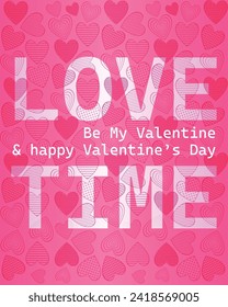 Feliz día de San Valentín. Banner vectorial, tarjeta de saludo, capa superior, cartel con texto Feliz día de San Valentín