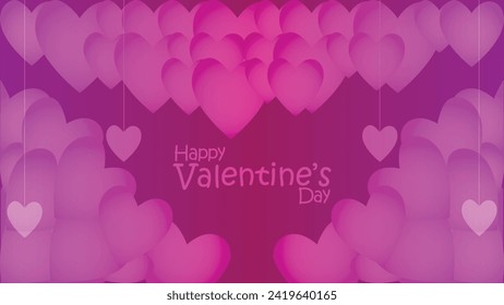 Feliz día de San Valentín. Banner vectorial, tarjeta de saludo, capa superior, cartel con texto Feliz día de San Valentín