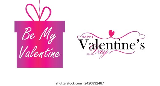 Happy valentines day. Vector banner, greeting card, flayer, poster,  with text Happy valentines day