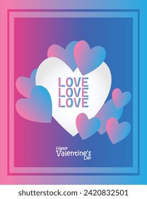 Happy valentines day. Vector banner, greeting card, flayer, poster,  with text Happy valentines day