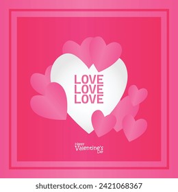 Feliz día de San Valentín. Banner vectorial, tarjeta de saludo, capa superior, cartel con texto Feliz día de San Valentín