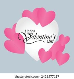 Happy valentines day. Vector banner, greeting card, flayer, poster,  with text Happy valentines day