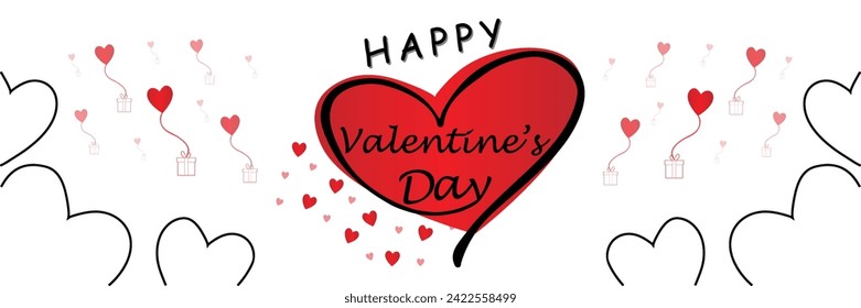 Happy valentines day. Vector banner, greeting card, flayer, poster,  with text Happy valentines day