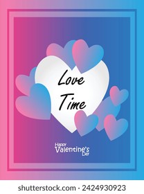 Feliz día de San Valentín. Vector banner, tarjeta de felicitación, flayer, cartel, con texto Feliz día de San Valentín