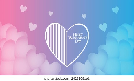 Feliz día de San Valentín. Vector banner, tarjeta de felicitación, flayer, cartel, con texto Feliz día de San Valentín