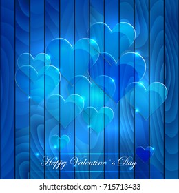 Happy Valentine`s Day vector blue card
