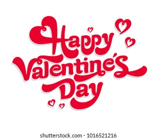 Happy Valentines Day Vector Brush Lettering.