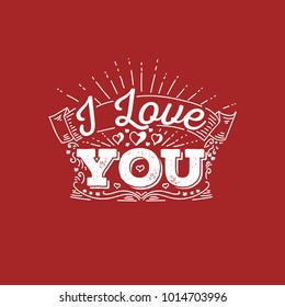 Happy Valentine's day vector card. Romantic quote for design greeting cards, tattoo, holiday invitations.
