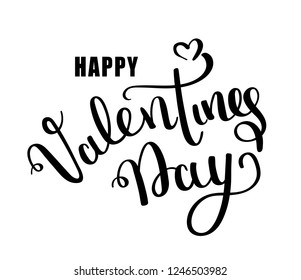 Happy Valentines day vector card. Happy Valentines Day lettering on a white background. Vector Illustrations