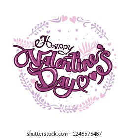 Happy Valentine's day vector card. Happy Valentines Day lettering on a white background.