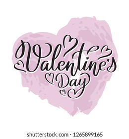 Happy Valentine's day vector card. Happy Valentine's Day lettering. Hand drawn heart.