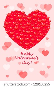 Happy Valentines Day - Vector card with hearts