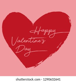 Happy Valentine's day vector card. Happy Valentine's Day lettering. Hand drawn heart.