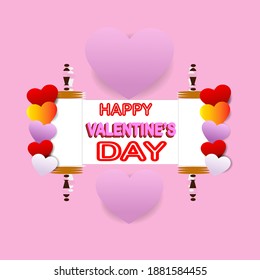 Feliz día de San Valentín vectorial. Feliz Día de San Valentín escribiendo sobre un fondo blanco.