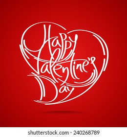 Happy Valentine's Day vector card with hand written text
