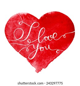 Happy Valentine's Day vector card with I love you hand written text