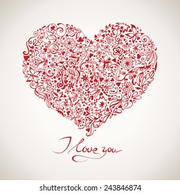 Happy Valentine's Day vector card with hand written text