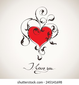 Happy Valentine's Day vector card with hand written text