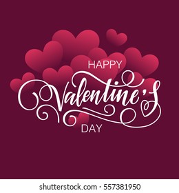 Happy Valentine's day vector card. Happy Valentine's Day lettering on a background with hearts.