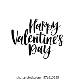 Happy Valentine's Day vector card. Hand written phrase Happy Valentine's Day.