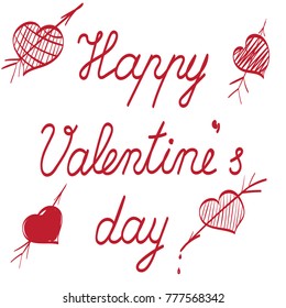 Happy Valentines day vector card. Happy Valentine's Day lettering.Valentine handwritten text.Vector illustration.Valentine love symbol