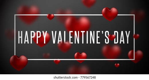 Happy valentine's day vector card and poster design with love text and heart confetti.Illustration eps10.